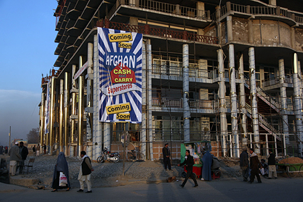 A shopping centre in the Microrayan district. Kabul, 2011.